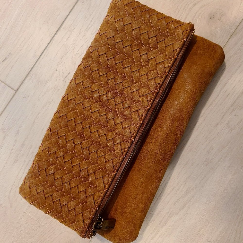Deux Lux Woven Clutch with Chain Shoulder Strap